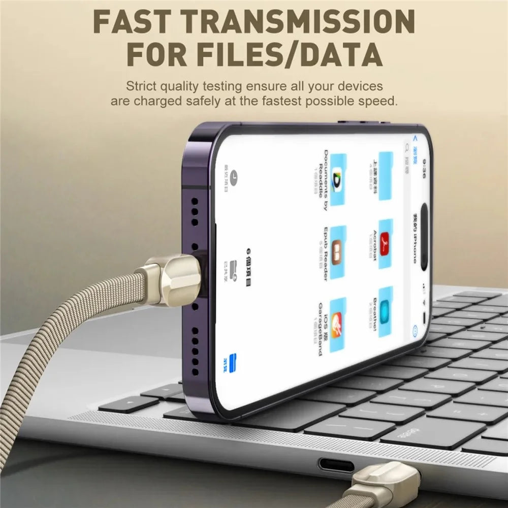 LDNIO LC211i 1m Type-C to iP (5-14) Cable PD 30W Fast Charging Braided Data Cable for iPhone 8-14 - Titanium Gold - 7