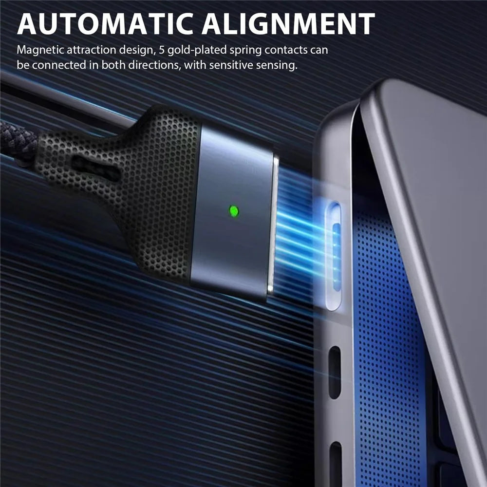 140W / 240W 3-in-1 USB-C to USB-C + Compatible with MagSafe 3 Cable Magnetic Braided Charging Cable for MacBook Air (2022) M2 / MacBook Pro 14 (2021) / (2023) / Pro 16 (2021) / (2023) - Blue - 7