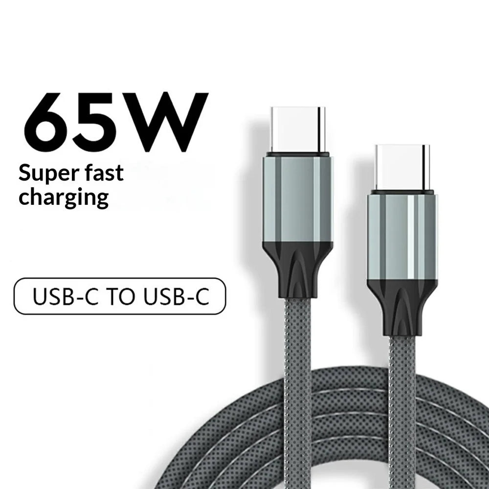 LDNIO LC441C 1m USB-C to USB-C Cable 65W PD Fast Charging Braided Data Cable for iPhone 15 Series - Grey - 2
