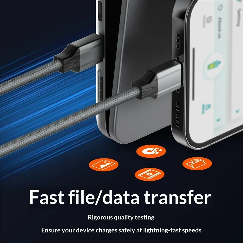 LDNIO LC442C 2m USB-C to USB-C Cable 65W PD Fast Charging Braided Data Cable for iPhone 15 Series - Grey - 3