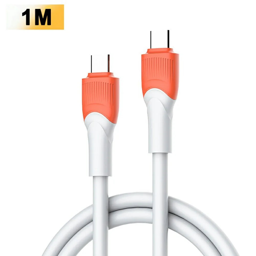 LDNIO LC601C 1m 100W Super Fast Charging Cable Type-C to Type-C Braided Data Cable for Phones Laptops - Orange - 1
