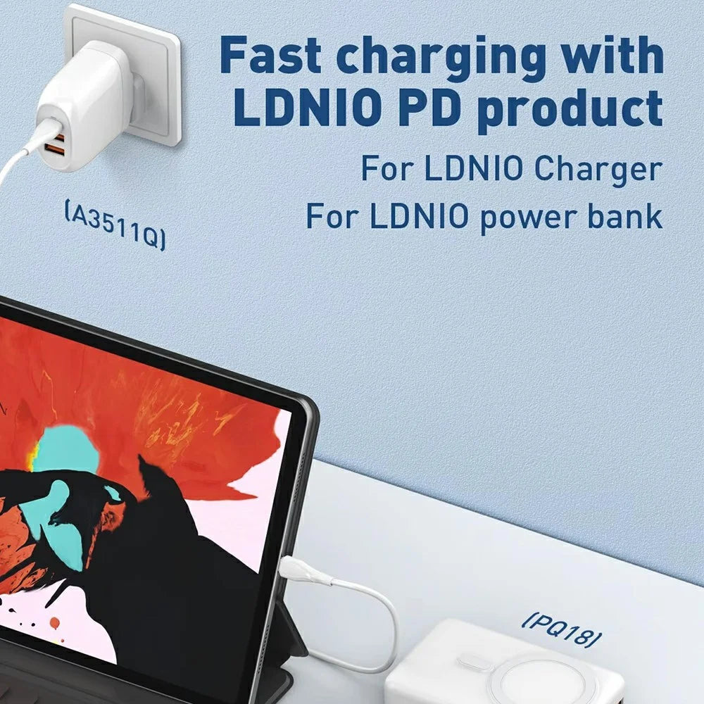 LDNIO LC611C 1m 65W PD Fast Charging Cable USB-C to USB-C Data Sync Cable for Phone Tablet - White - 2