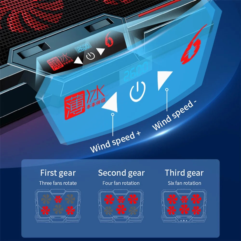 COOLCOLD Touch Control Laptop Cooling Base with 6 Fans Notebook Cooler Stand - 5