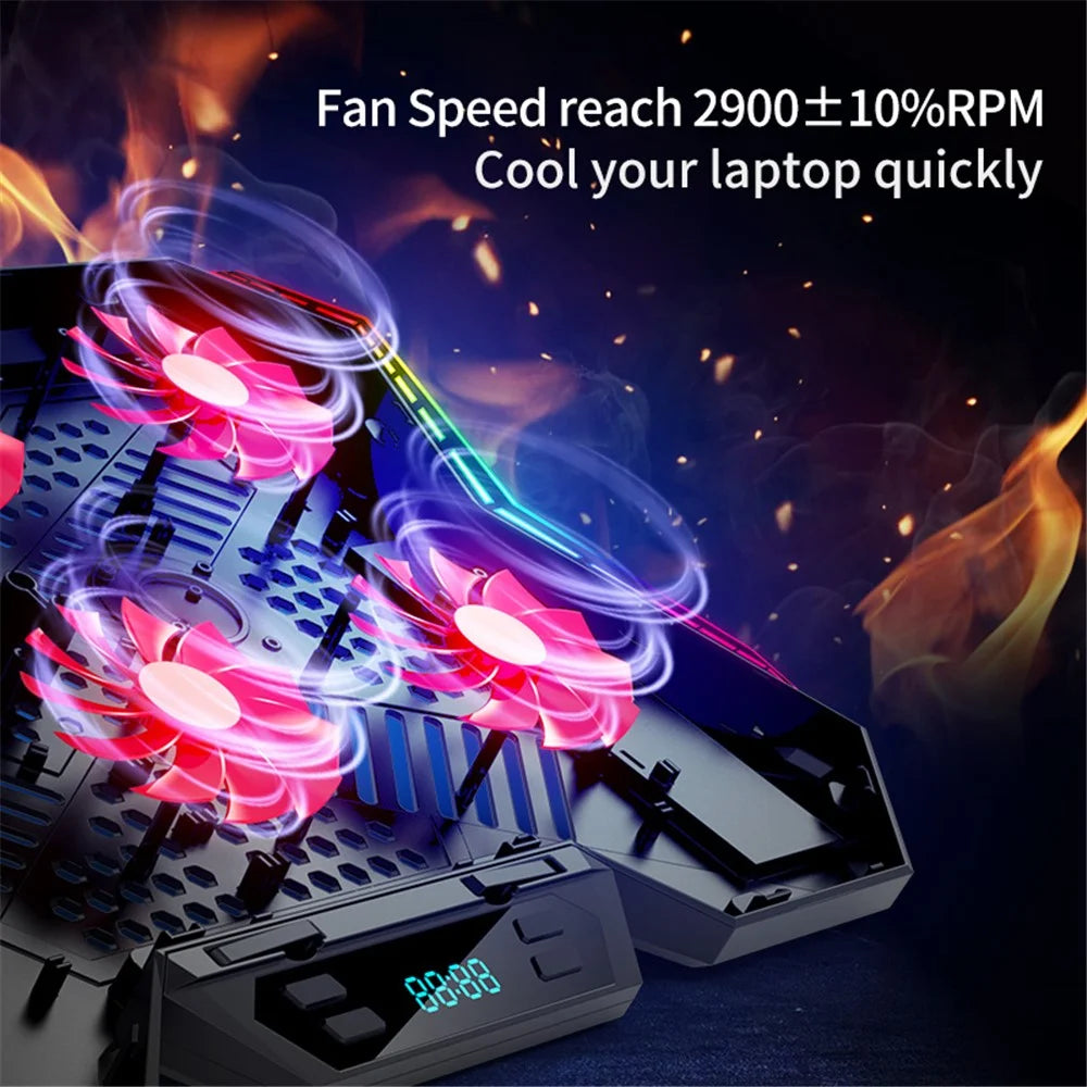 COOLCOLD Ice Magic 6 Laptop Cooling Base RGB Light Height Adjustable Notebook Cooler Stand - 4
