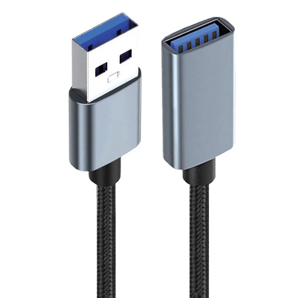 JUNSUNMAY 1m USB 3.0 Male to Female 2A Charging Extension Cord 5Gbps Data Transfer Nylon Cable - 1