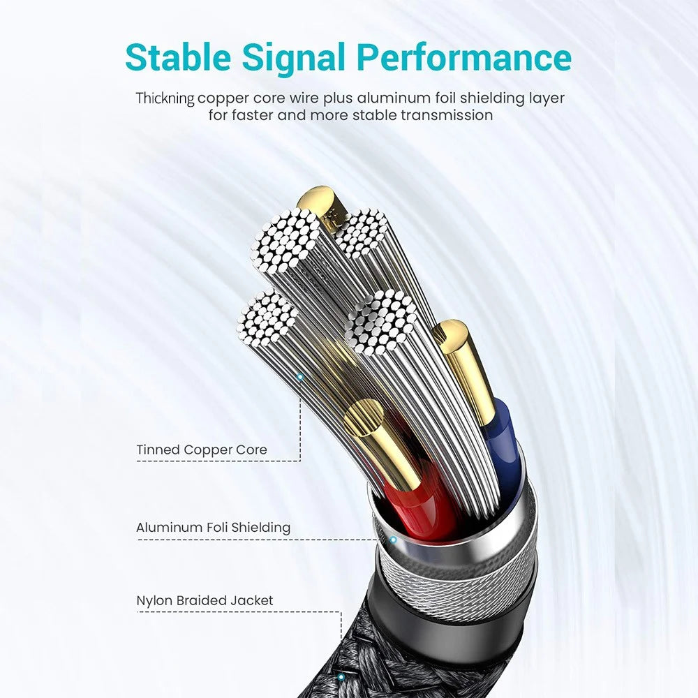 JUNSUNMAY 0.3m USB 3.0 Male to Female 2A Charging 5Gbps Data Cable Nylon Braided Extension Cord - 4