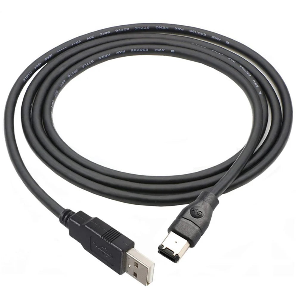 JUNSUNMAY 1.8m Firewire IEEE 1394 6 Pin Male to USB 2.0 Male Adapter Converter Cable - 2