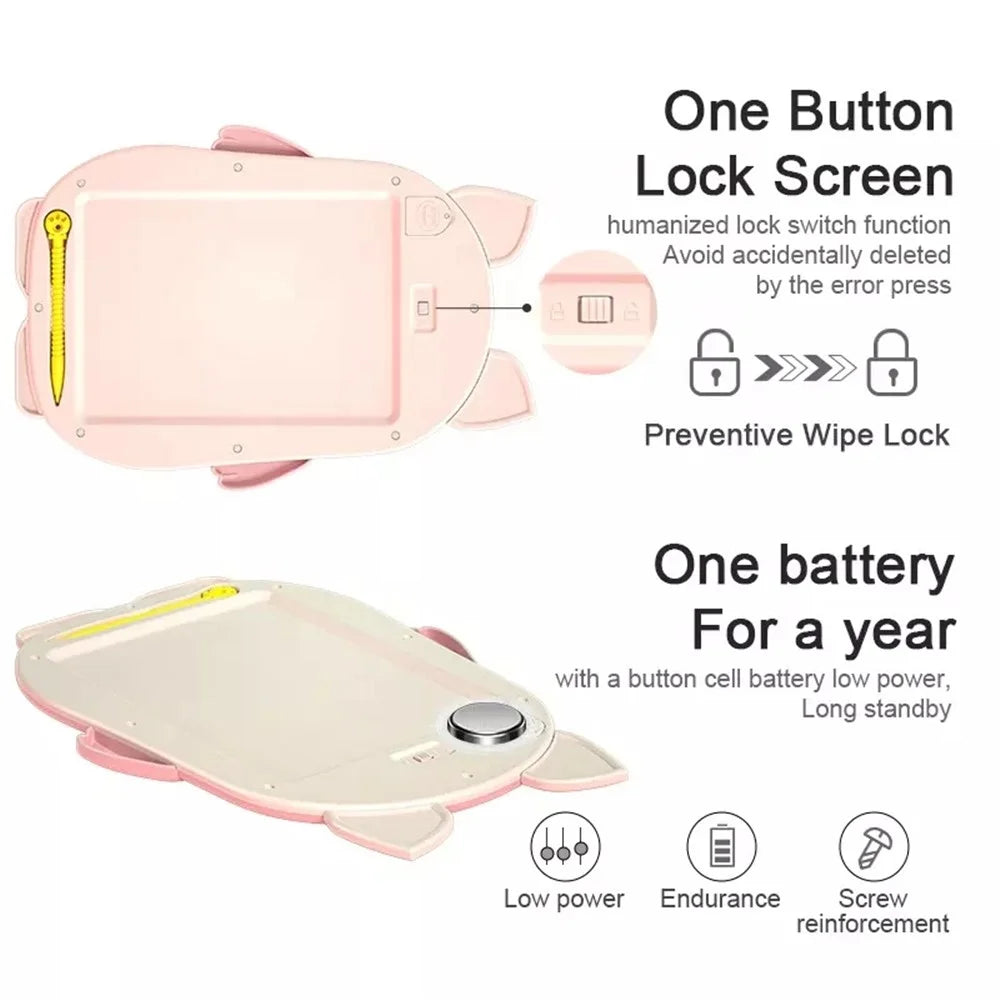 Cute Pig Shaped Children 8.5 Inch LCD Writing Tablet Kids Drawing Pad Handwriting Writing Board for Home School - 5