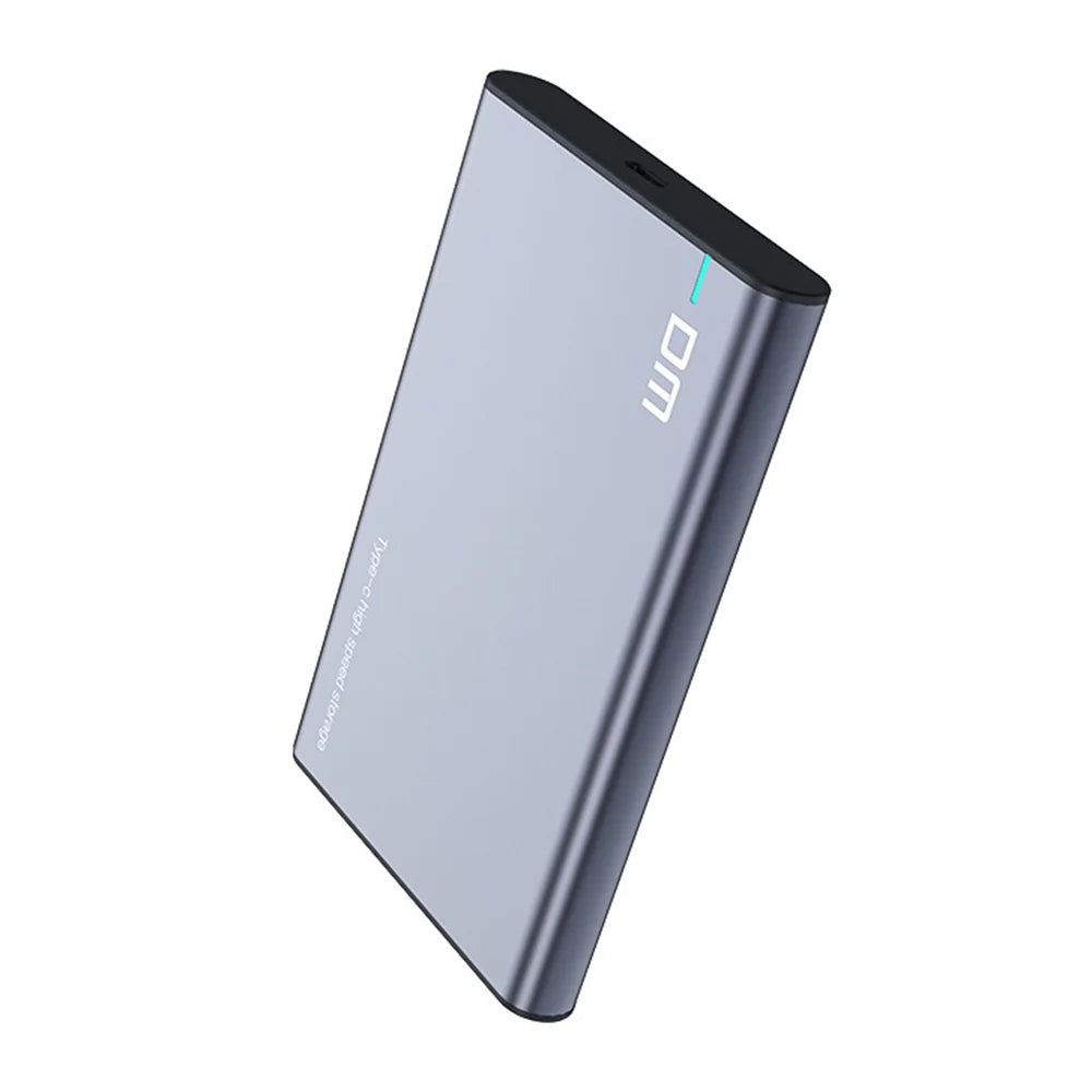 DM HD002 Type-C to SATA 3.0 Aluminum Alloy External Hard Drive Enclosure 5Gbps High Speed Transfer 2.5 Inch USB 3.0 SSD HDD Case - Grey Black - 5