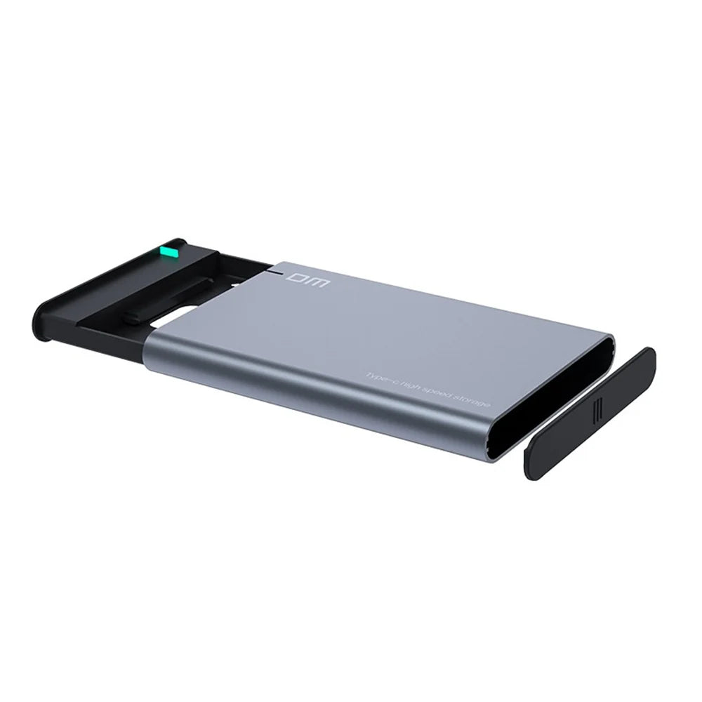 DM HD002 Type-C to SATA 3.0 Aluminum Alloy External Hard Drive Enclosure 5Gbps High Speed Transfer 2.5 Inch USB 3.0 SSD HDD Case - Grey Black - 6