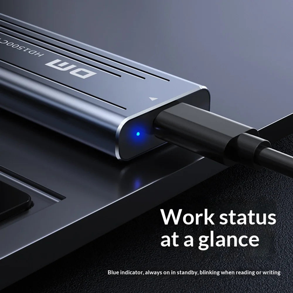 DM HD1500C M.2 NVMe SSD Enclosure 10Gbps USB 3.2 Gen2 External Hard Drive Case Support 2230/2242/2260/2280 - Dark Gray - 3