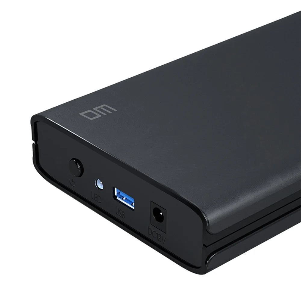 DM HD035 3.5 Inch USB3.0 SATA External Hard Drive Enclosure for HDD SSD up to 16TB - Black - 6