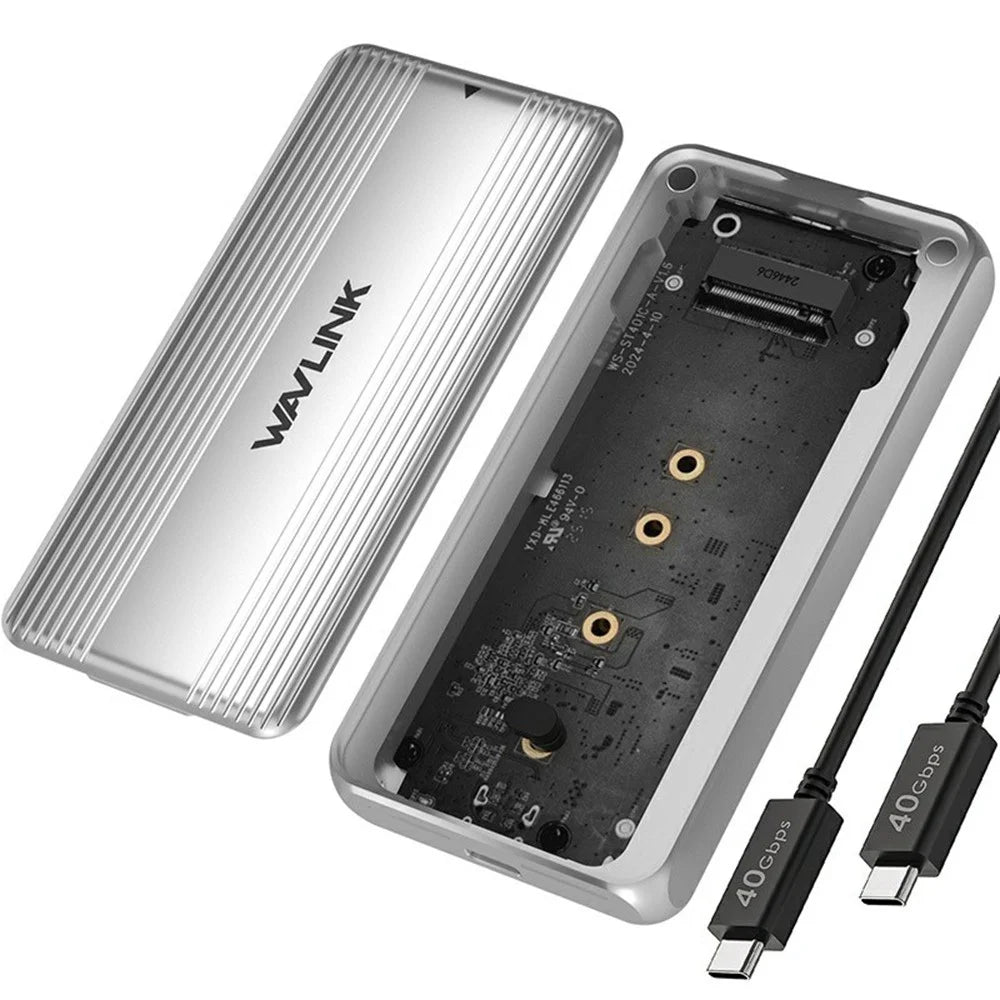 WAVLINK ST406C M.2 NVMe SSD Enclosure USB4 40Gbps Aluminum Alloy Hard Drive Case Support 2280 / 2260 / 2242 / 2230 - 2