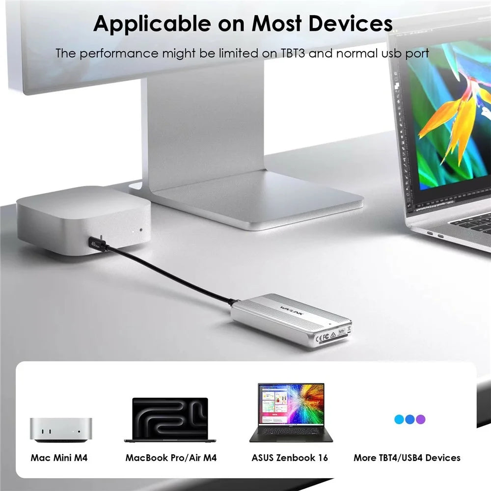 WAVLINK ST406C M.2 NVMe SSD Enclosure USB4 40Gbps Aluminum Alloy Hard Drive Case Support 2280 / 2260 / 2242 / 2230 - 6