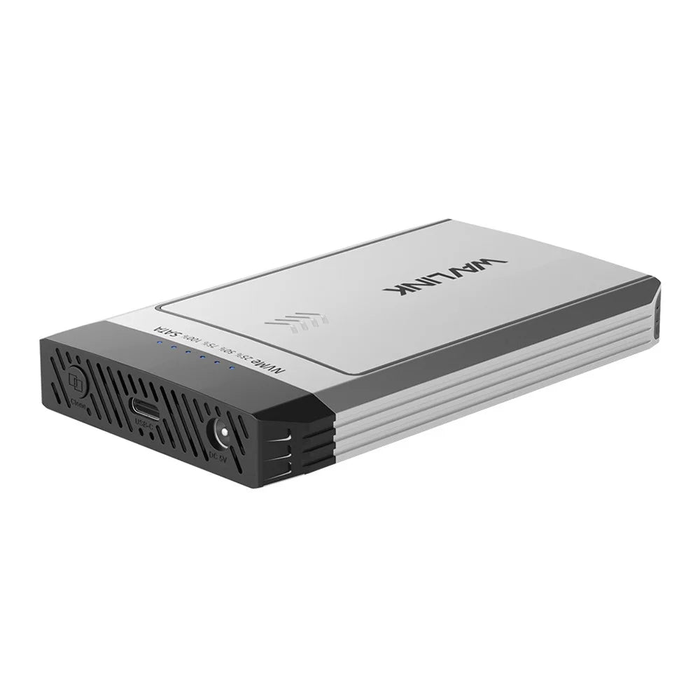 WAVLINK ST347 Dual Slot M.2 SSD Enclosure USB-C 3.2 Gen2 10Gbps One-Click Offline Clone For Data Migration / Backup - UK Plug - 1