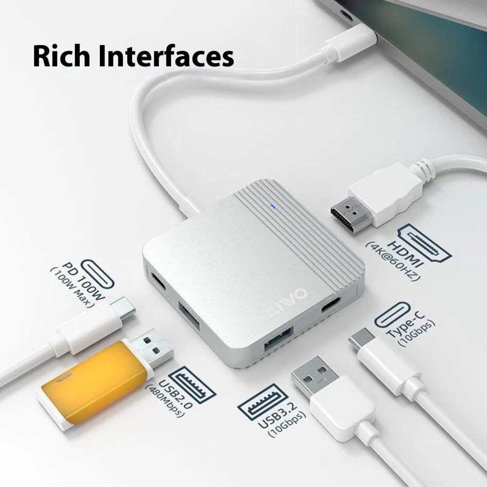 MAIWO KH1702 5 in 1 USB-C Hub USB 3.2 Gen2 PD 100W Fast Charging HD Adapter Expansion Dock - 2