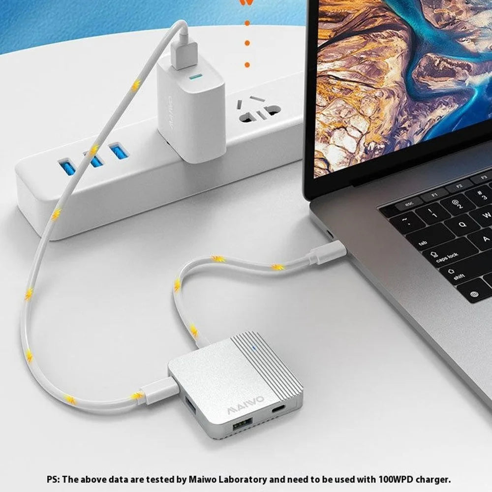 MAIWO KH1702 5 in 1 USB-C Hub USB 3.2 Gen2 PD 100W Fast Charging HD Adapter Expansion Dock - 5