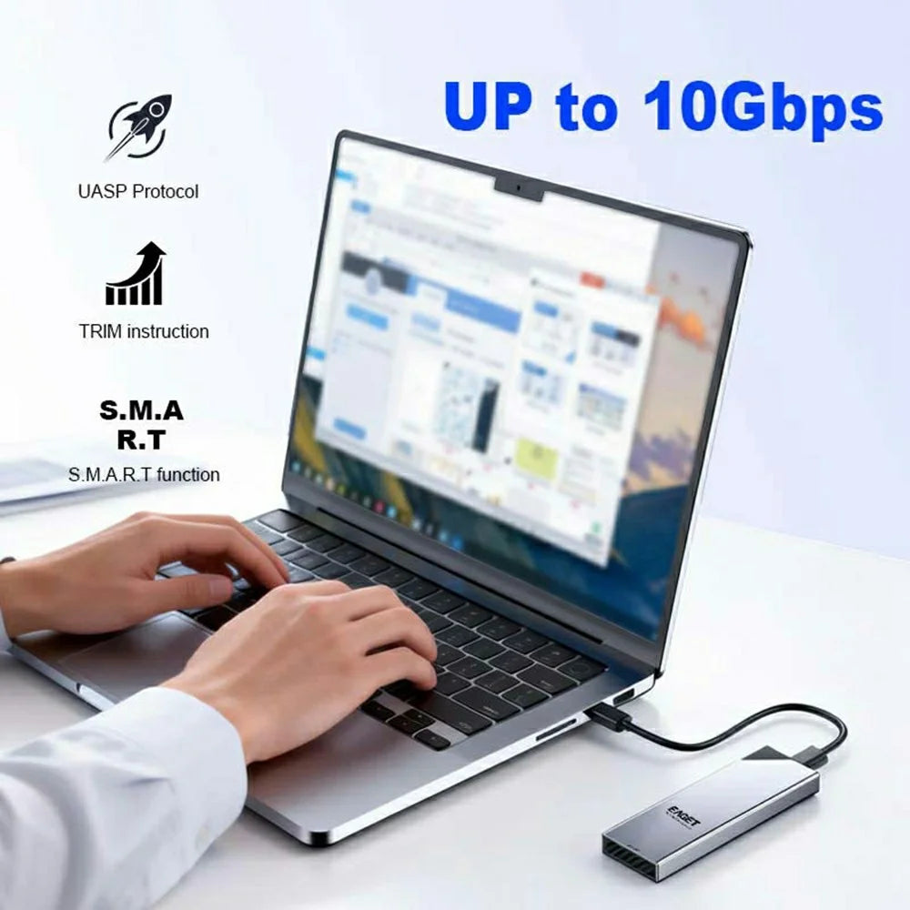 EAGET SE630N M.2 NVMe Single Protocol SSD Enclosure 10Gbps USB 3.2 Type-C External SSD Case, Support 8TB Max - 7