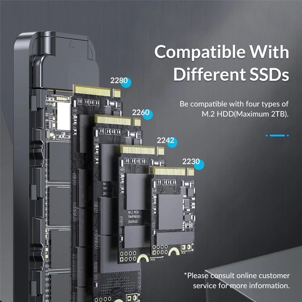 ORICO ORICO-HM2-G2 M.2 NVMe SSD Case 10Gbps High Speed Hard Drive Enclosure External Hard Disk Case - 5