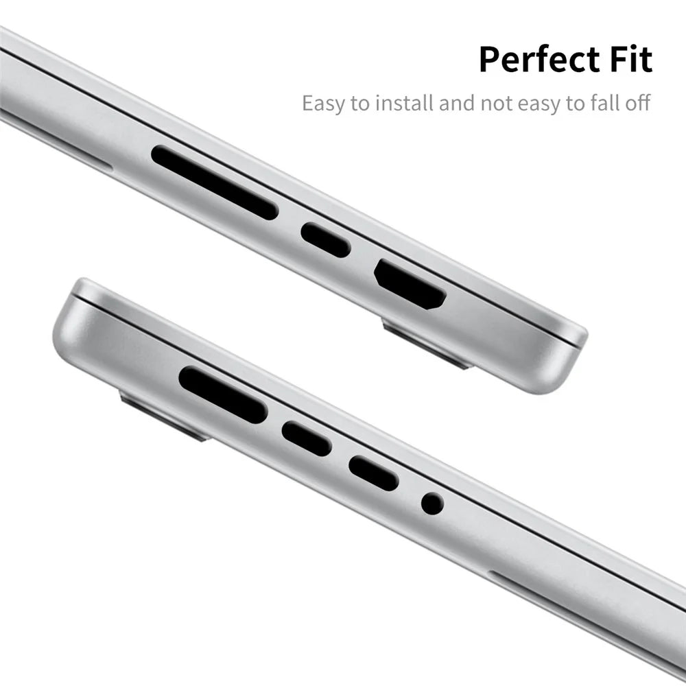 ENKAY HAT PRINCE Soft Silicone Dust Plug Cap Cover Set for MacBook Air 15 inch (2023) A2941 / 13 inch (2022) A268 / Pro 14-inch (2021) A2442 / 16 inch (2021) A2485 - Black - 4