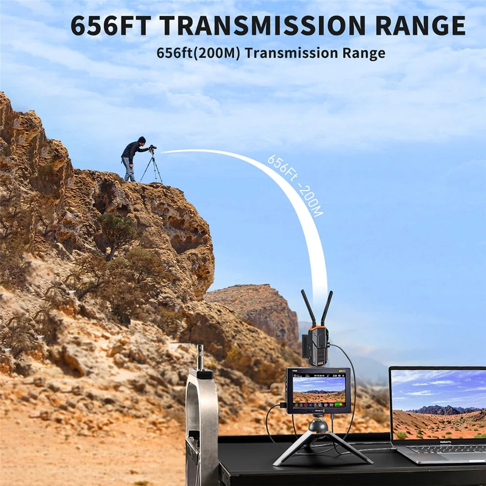 LEMORELE R100 PLUS HDTV Wireless Video Transmitter Receiver Set with 2 Batterys for Photography Videography - Black - 6