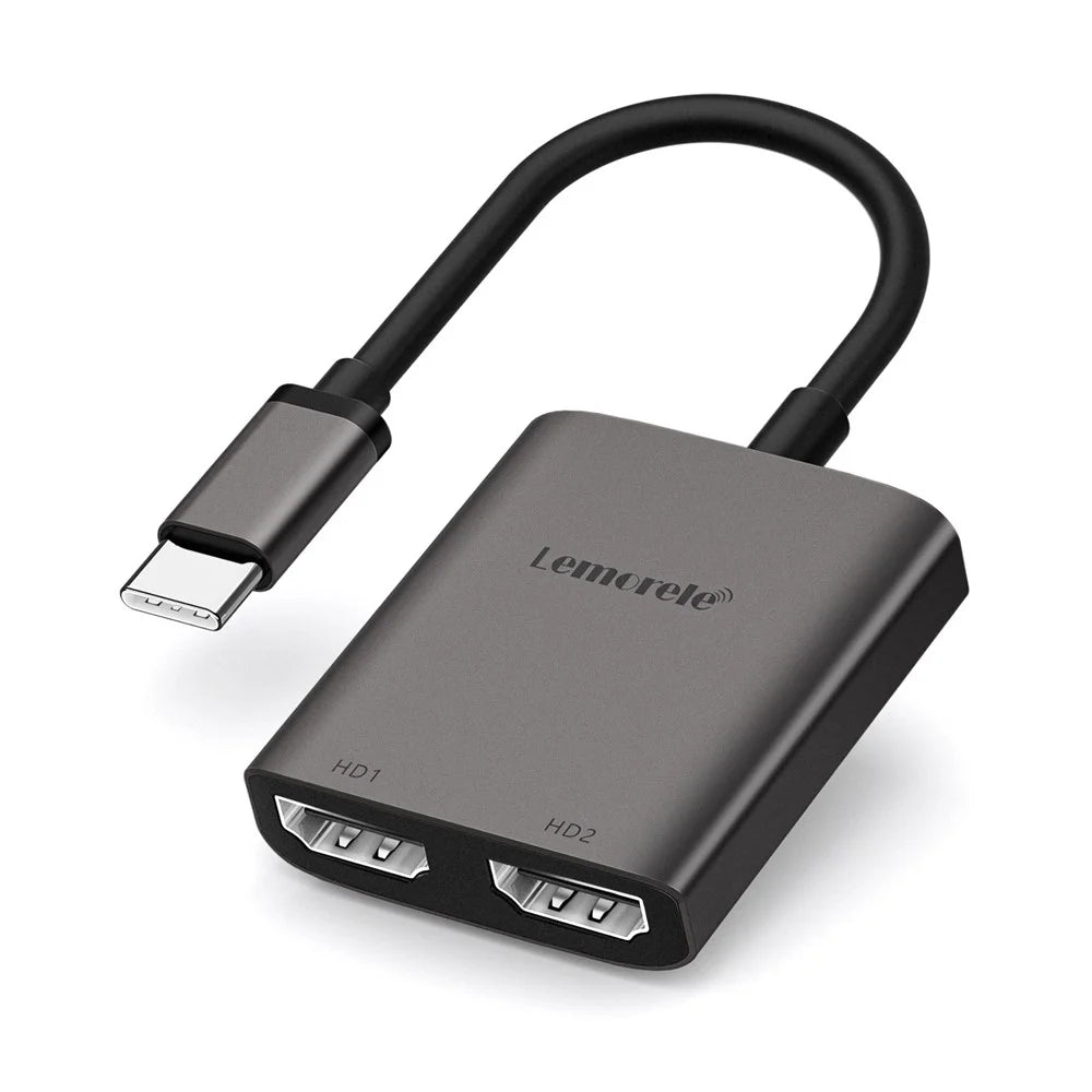 LEMORELE TC21 4K / 30Hz USB-C Male to Dual HD Female Adapter for MacBook / Smartphone / Laptop - 1