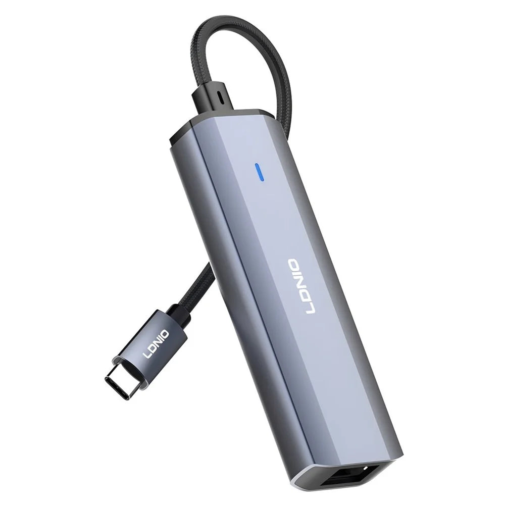 LDNIO DS-124C USB-C Hub 4-in-1 Docking Station Type-C to 3xUSB 3.0+RJ45 Gigabit Ethernet Adapter for Laptop - 1