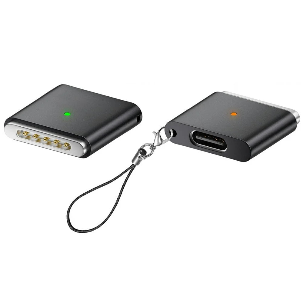 AP3-100T USB-C Female to Compatible with MagSafe 3 Male Magnetic Adapter 100W PD Fast Charging Converter for MacBook Pro / Air - Black - 1