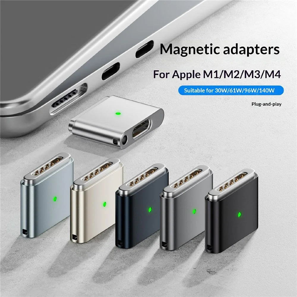 AP3-100T USB-C Female to Compatible with MagSafe 3 Male Magnetic Adapter 100W PD Fast Charging Converter for MacBook Pro / Air - Black - 2