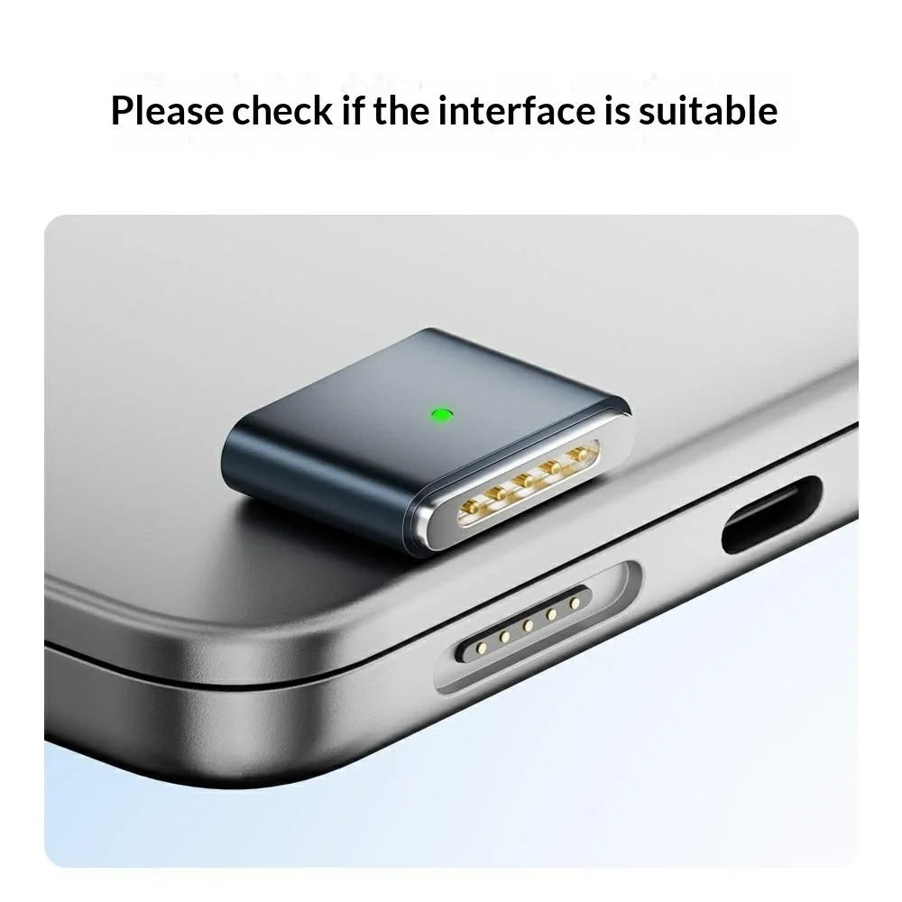 AP3-100T USB-C Female to Compatible with MagSafe 3 Male Magnetic Adapter 100W PD Fast Charging Converter for MacBook Pro / Air - Black - 3