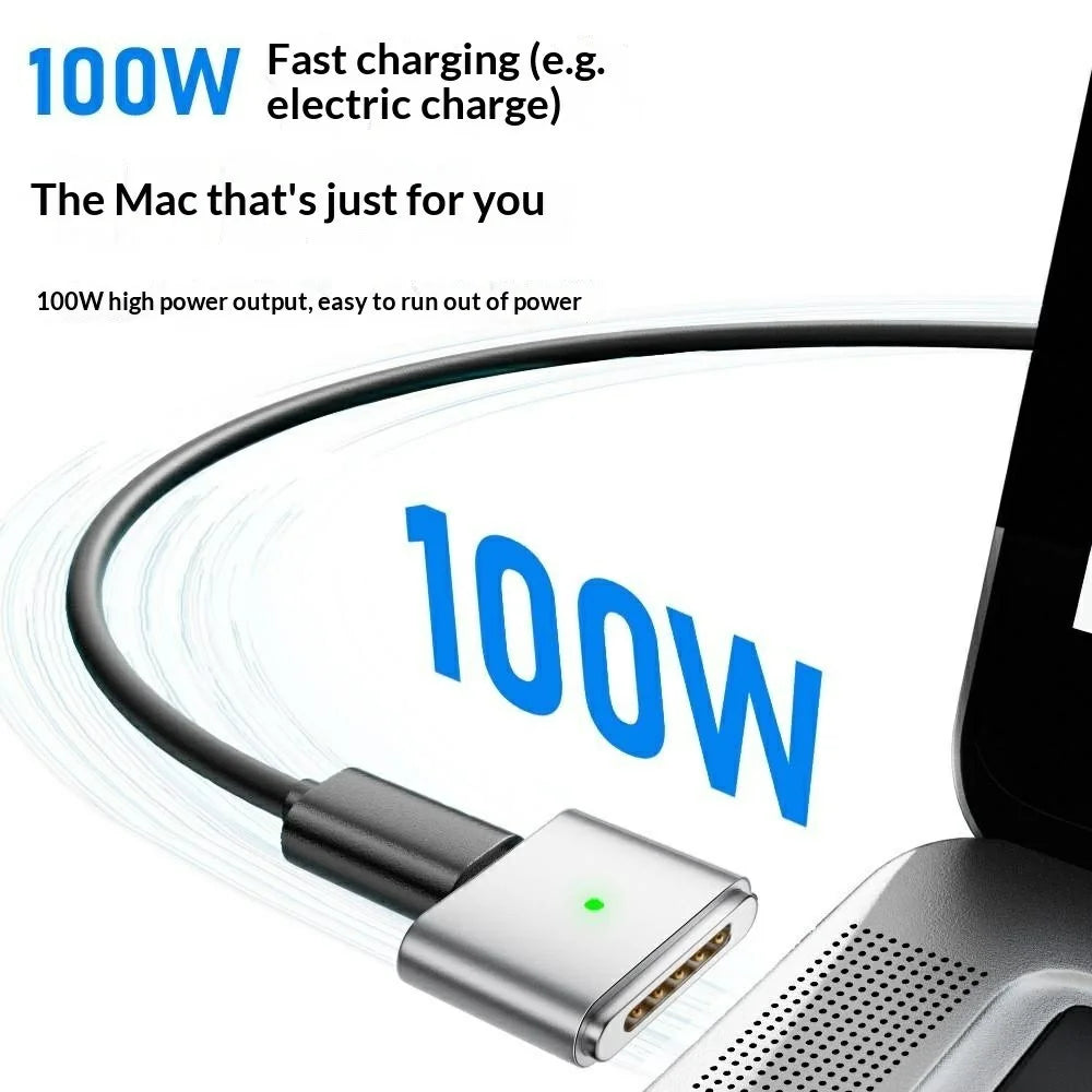 AP3-100T USB-C Female to Compatible with MagSafe 3 Male Magnetic Adapter 100W PD Fast Charging Converter for MacBook Pro / Air - Black - 4