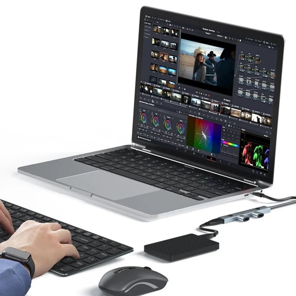 YCE V323 5-in-1 AI Voice Hub Type-C to 3 USB 2.0 Translator 146 Languages Real-time Translation - Grey - 4