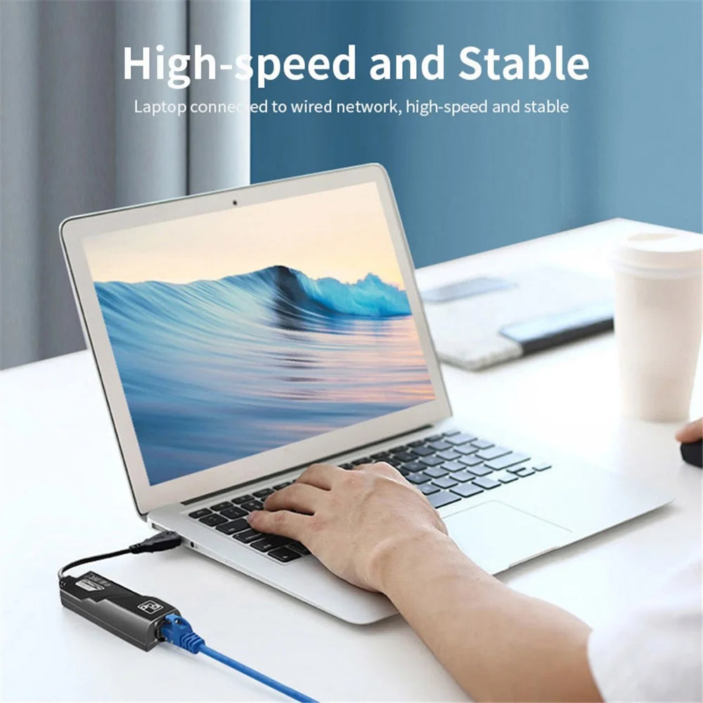 JUNSUNMAY USB 3.0 to RJ45 Converter 100Mbps Ethernet Adapter Laptop Computer Network Cable Connector - 3