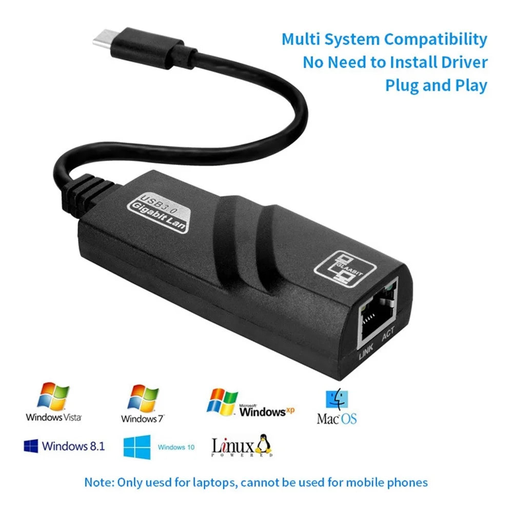 JUNSUNMAY USB 3.1 Type-C to RJ45 100Mbps Adapter Laptop Ethernet Network Cable Connector - 4