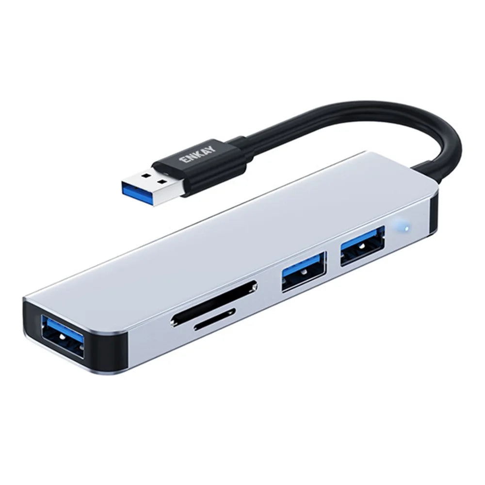 ENKAY HAT PRINCE 5-in-1 USB Hub Multi-Port Adapter Converter to USB3.0 + 2xUSB2.0 + SD / TF Card Reader for Extended Monitor PC Laptop Desktop - 1