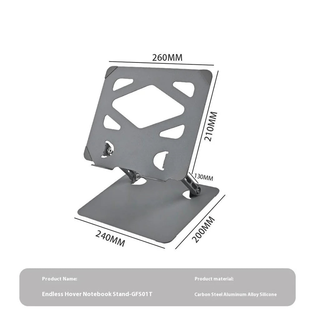 GFS01-T Carbon Steel Laptop Stand Adjustable Height Cooling Bracket for Notebooks Up to 17.3 Inch - Grey - 7