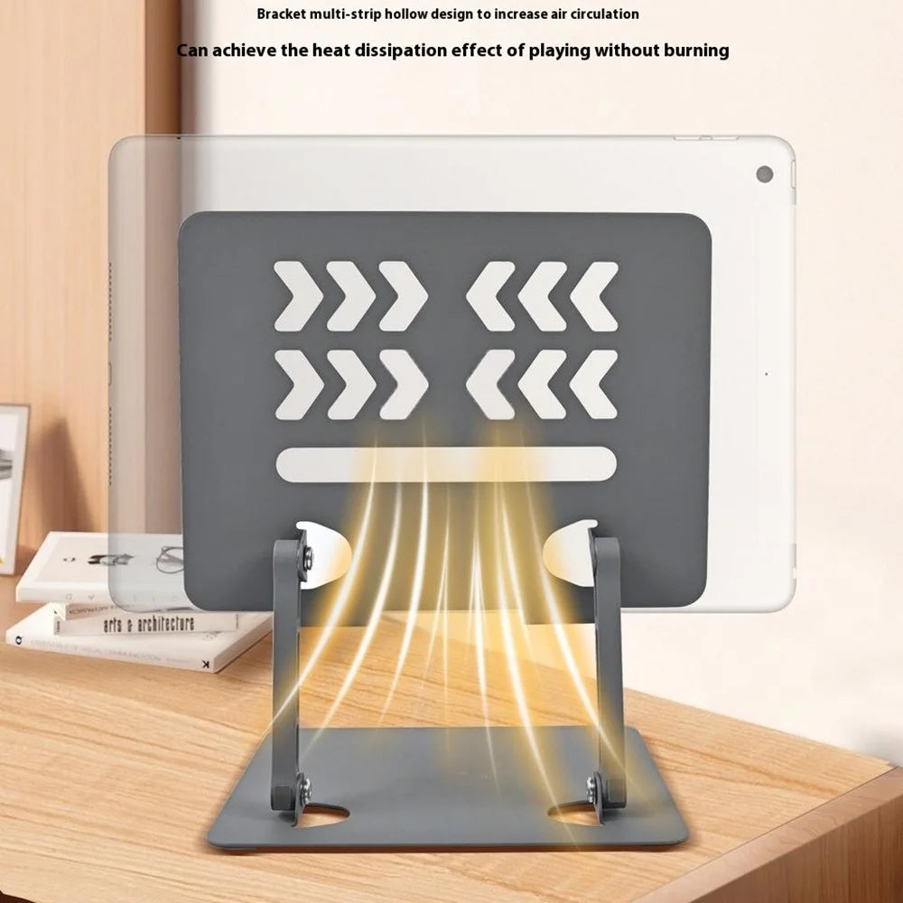 GFS04-T Laptop Cooling Stand Adjustable Height Carbon Steel Foldable Tablet Holder Notebook Bracket - Grey - 4