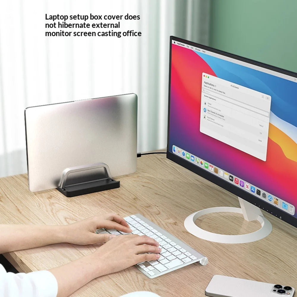 L500 Single Slot Vertical Laptop Stand ABS + Aluminum Alloy Adjustable Desktop Notebook Storage Holder Support - Black - 2