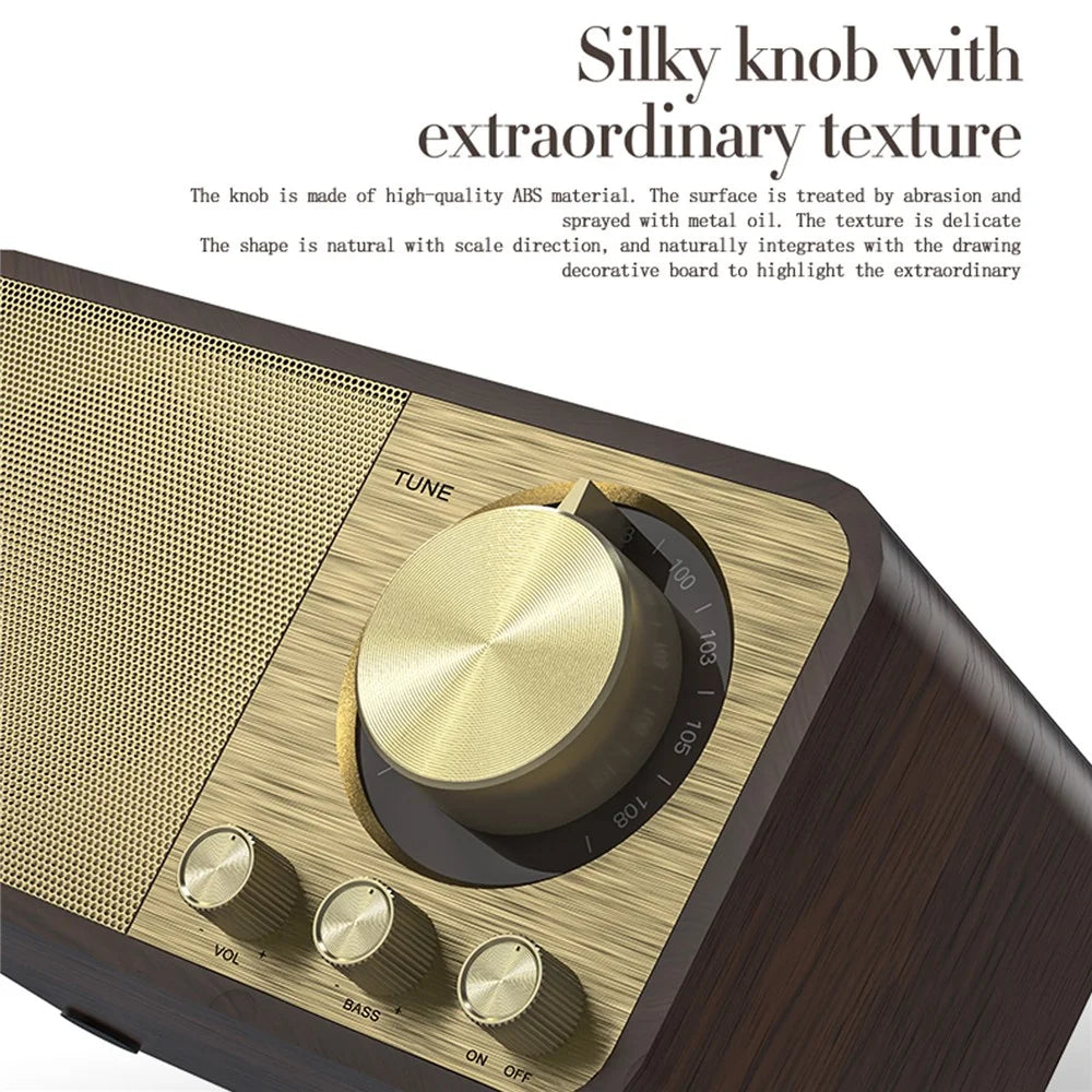 JY-66 Retro Wooden Wireless Bluetooth-compatible 5.0 Speaker Super Bass Subwoofer FM Radio Support TF Card U Disk Aux In (CE Certificated) - 5