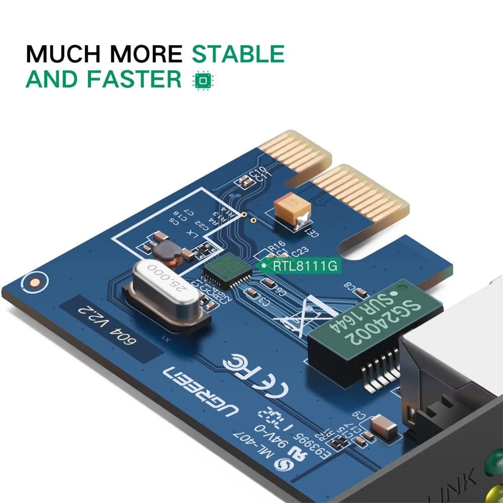 UGREEN Gigabit Ethernet PCI Express PCI-E Network Card RJ45 LAN Adapter Converter Network Controller for Desktop - 5