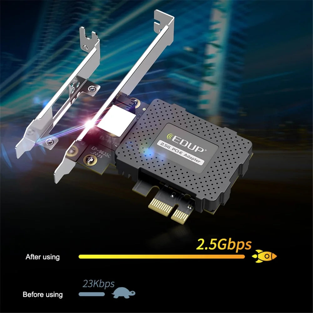 EDUP EP-9635C PCI-E Express Network Adapter RJ45 Port 2.5Gbps / 1Gbps / 100Mbps Ethernet Network Card - 6