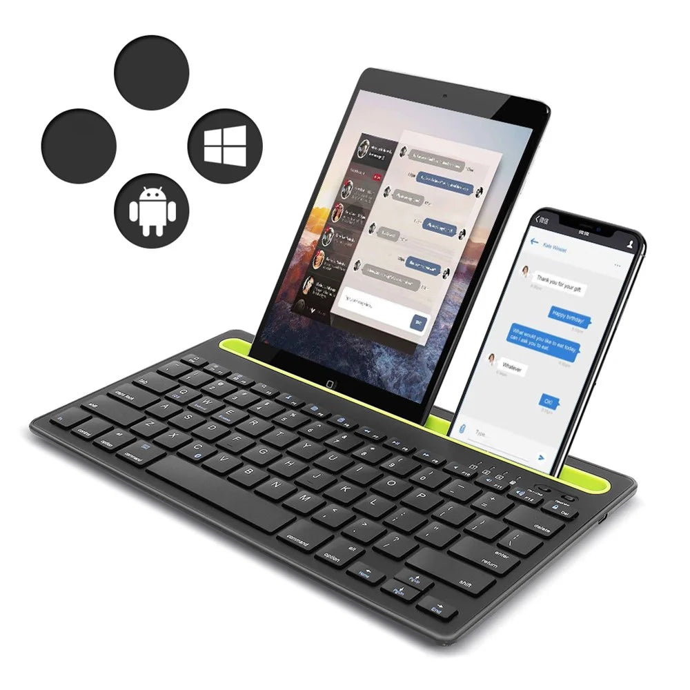 HM-04 Dual-Device Connection Bluetooth-compatible Keyboard for IOS Android Windows Phones/Tablets - Black - 2