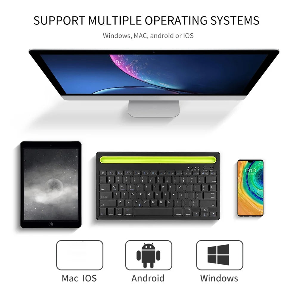 HM-04 Dual-Device Connection Bluetooth-compatible Keyboard for IOS Android Windows Phones/Tablets - Black - 5