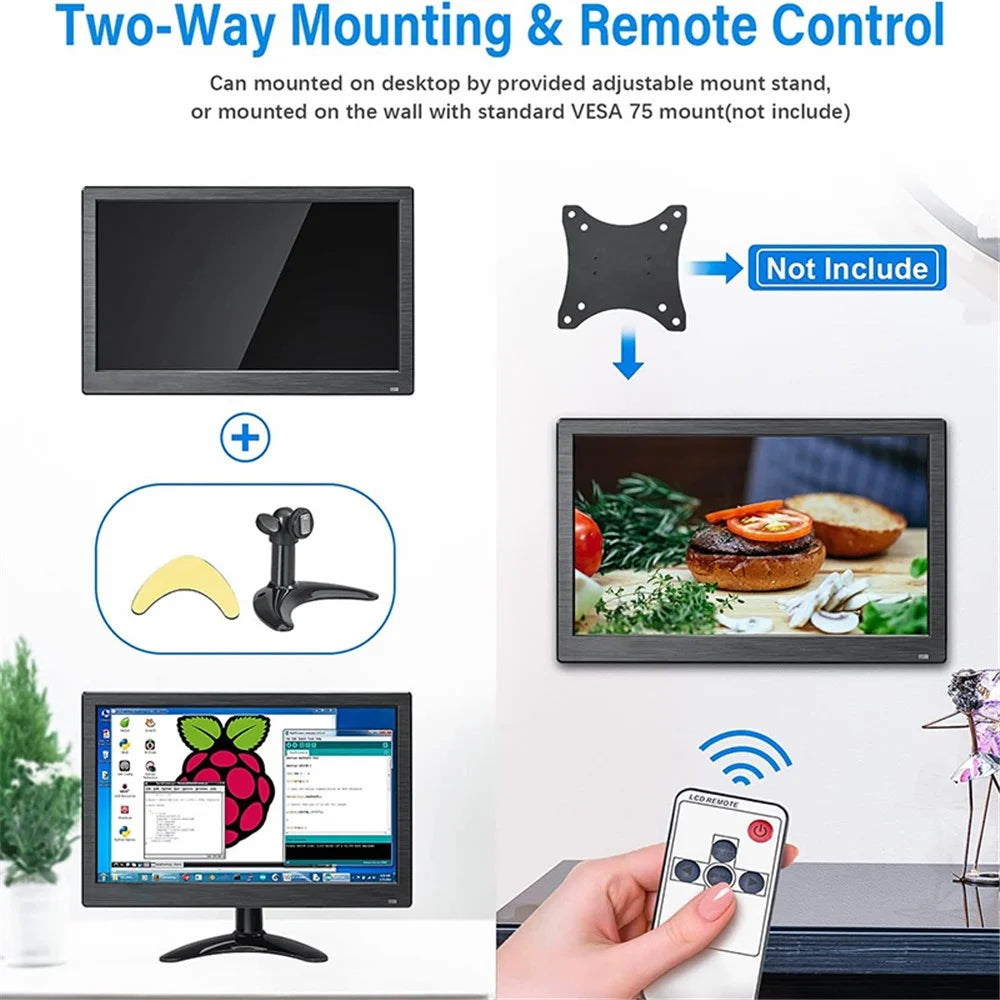 RX-103B 13.3-Inch Security Monitor 1920x1080 LED Display with Remote Control - US Plug - 6