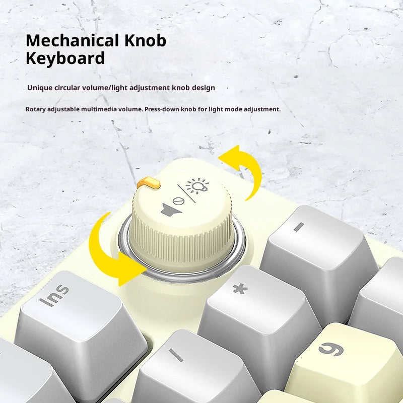 T-WOLF T50 Mechanical Keyboard 97-Key Wired Gaming Keyboard with RGB Light and Multimedia Knob for PC - Gray-White - 4