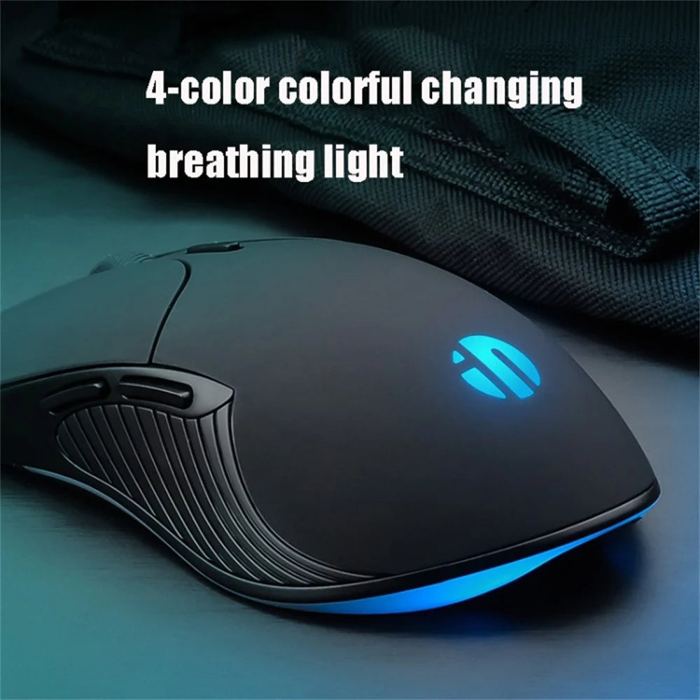 INPHIC PB1 USB Wired Business Office Gaming Mouse Mute Macro Programming Computer Laptop Mice - Black - 5