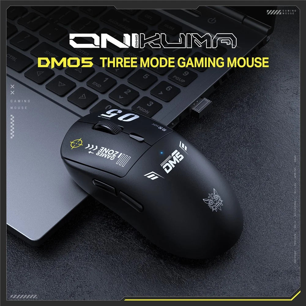 ONIKUMA DM05 Tri-Mode Gaming Mouse Bluetooth-compatible 2.4G Wireless Wired Ergonomic PC Mice - Black - 2