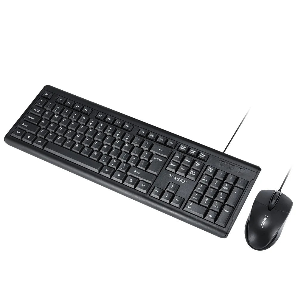 T-WOLF TF500 USB Wired Keyboard Mouse Set 104 Keys Keyboard for Computer PC Laptop - 7