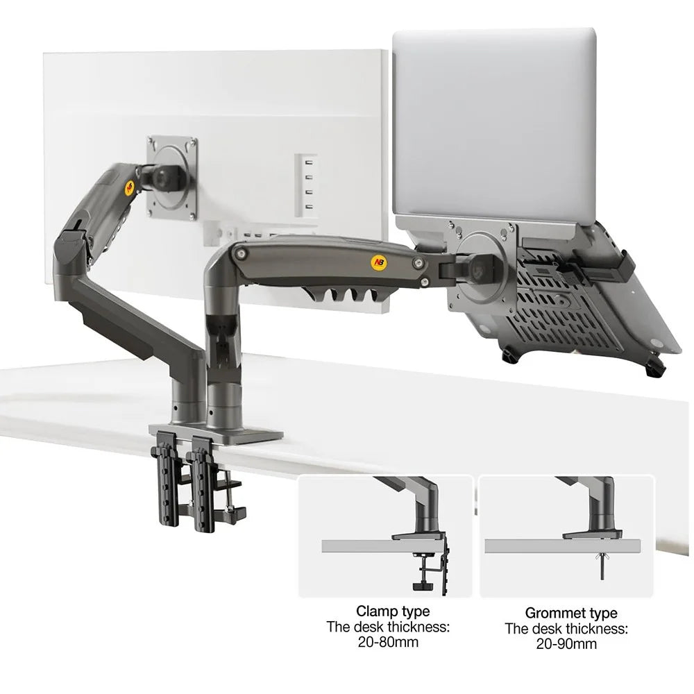 NORTH BAYOU F160-FP 17-30 Inch Monitor Desk Mount Adjustable Laptop Holder Tray Dual Arm Bracket - Black - 6