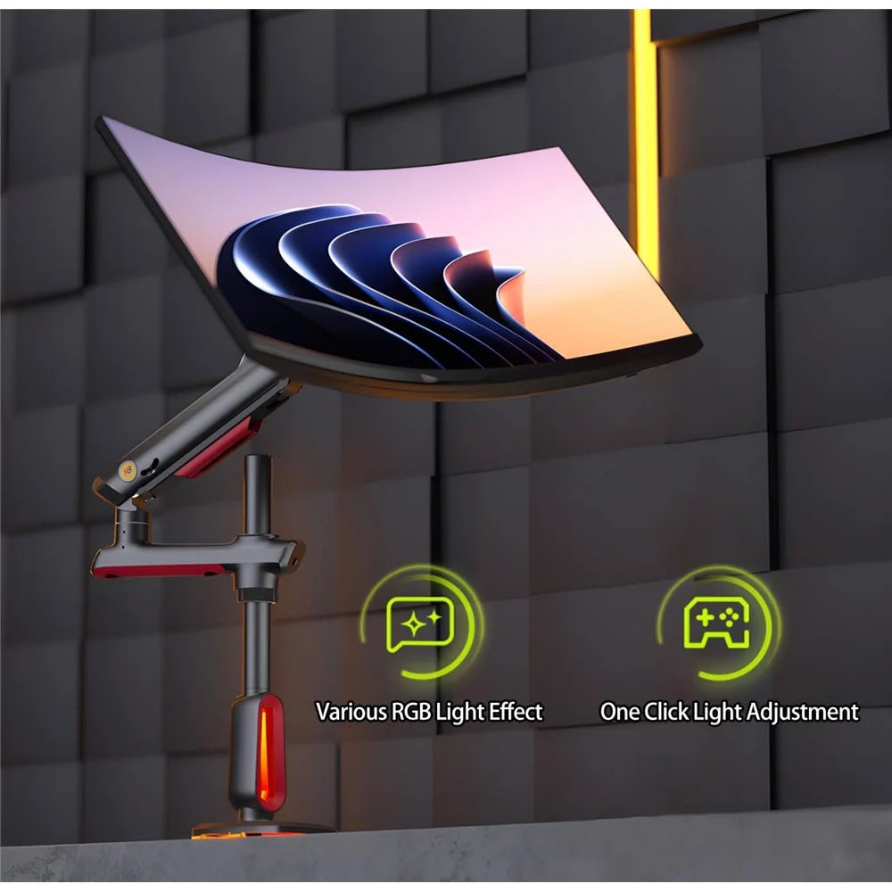 NORTH BAYOU L70 Flat / Ultrawide / Curved Monitors Desk Bracket 32 to 60 Inch Gaming Monitor Adjustable Arm Stand - 3